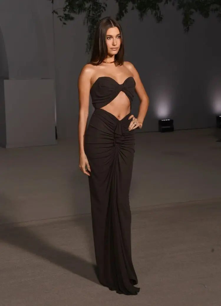 Black Strapless Evening Dress