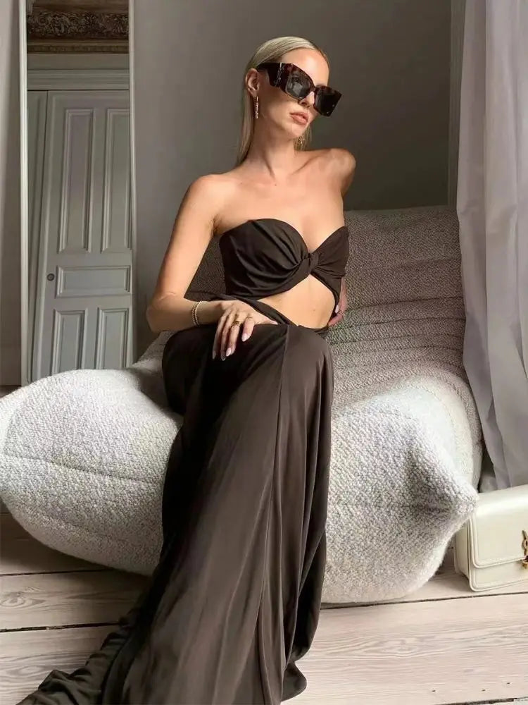Black Strapless Evening Dress